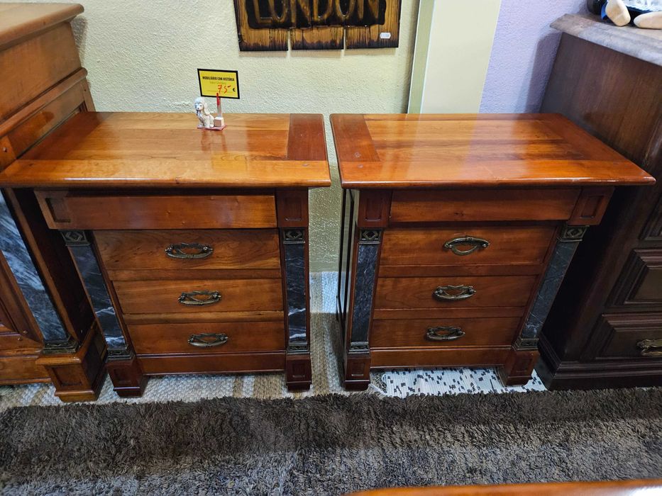 Solid wood bedside tables with side finishes and