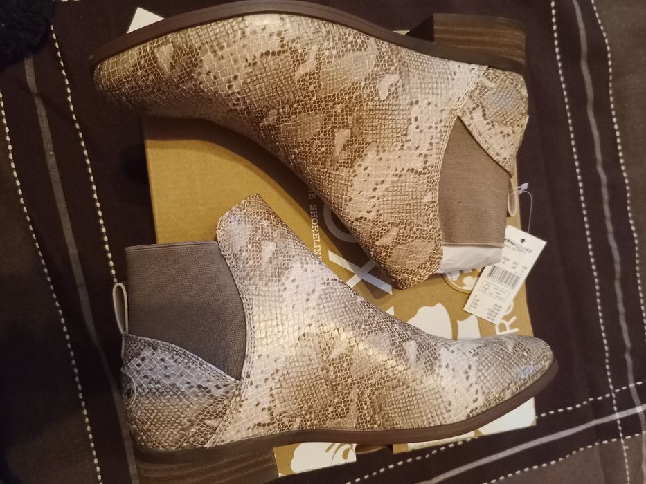 Wężowe Botki Roxy 38 wkładka 24,3 cm wsuwane