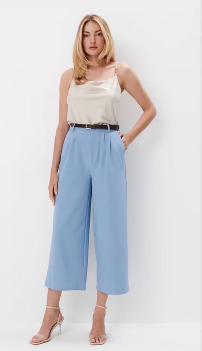 Mohito nowe z metką błękitne Spodnie culotte 34 z paskiem
