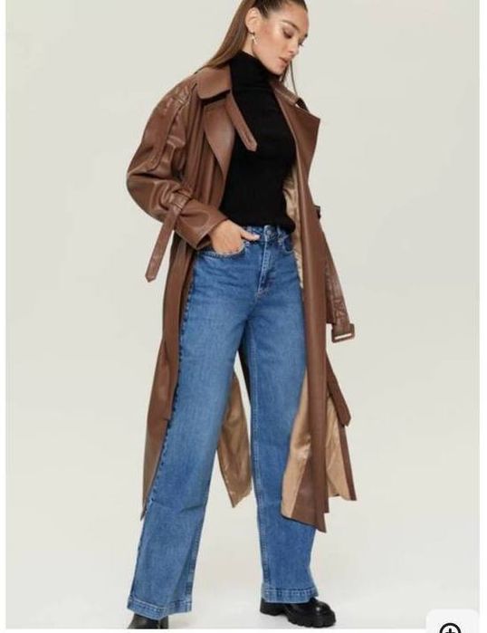 Жіночий коричневтий тренч з еко шкіри від українського  бренду Gepur