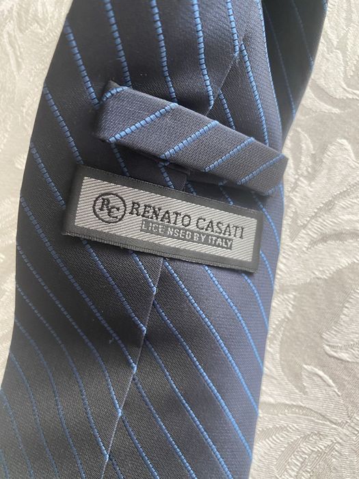 Granatowy krawat w paski Renato Casati