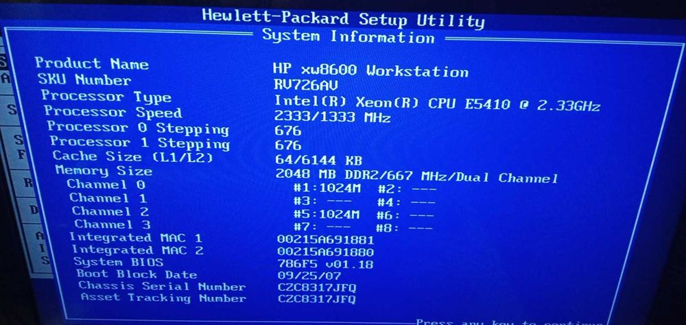 Комьютер/сервер/рабочая станция HP XW8600