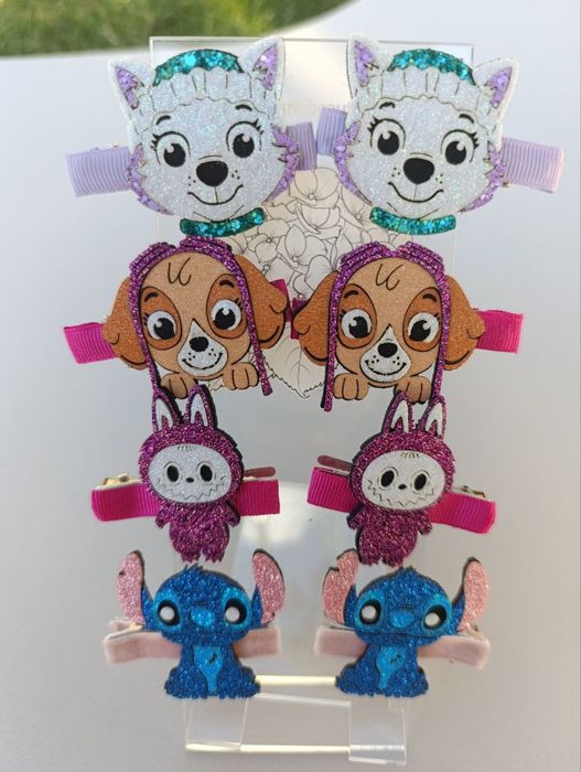 Заколочки Стіч, Скай, Лабубу, Еверест