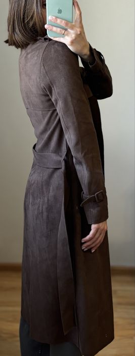 Замшевий шоколадний тренч кардиган