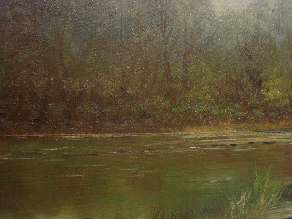 Wioska przy Rzece - Piękny Obraz na Płótnie - 135 x 75 cm G. Seekatz