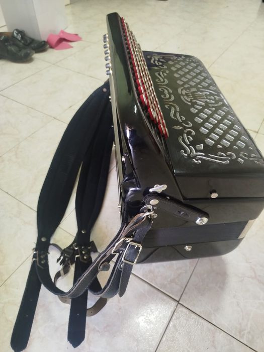 Acordeon Ballone Burini, quarta voz, 120 baixos, 7 registos direita e 5 esq.,som admirável, estado irrepreensivel.