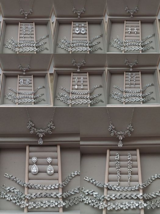 Komplet ślubny lekkie kolczyki, naszyjnik i bransoletka z kryształkami