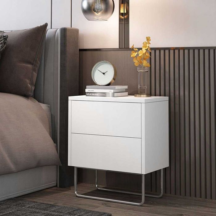 Szafka NOCNA stolik metalowe nogi biały DaMaOutlet.pl