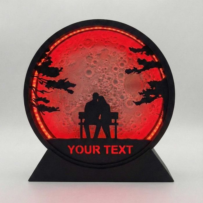 Lampka Walentynkowa LED 3D - TWÓJ NAPIS - Rękodzieło RGB 17cm