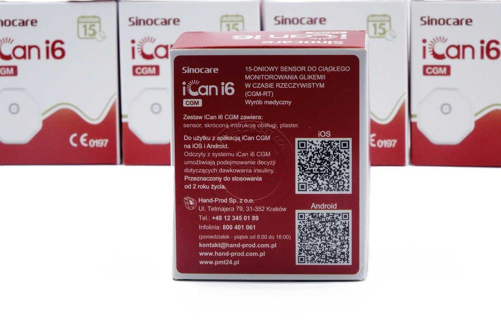 4 x Sensor CGM/15 Dni – SINOCARE iCan i6 + Aplikator + PLASTER + Gazik