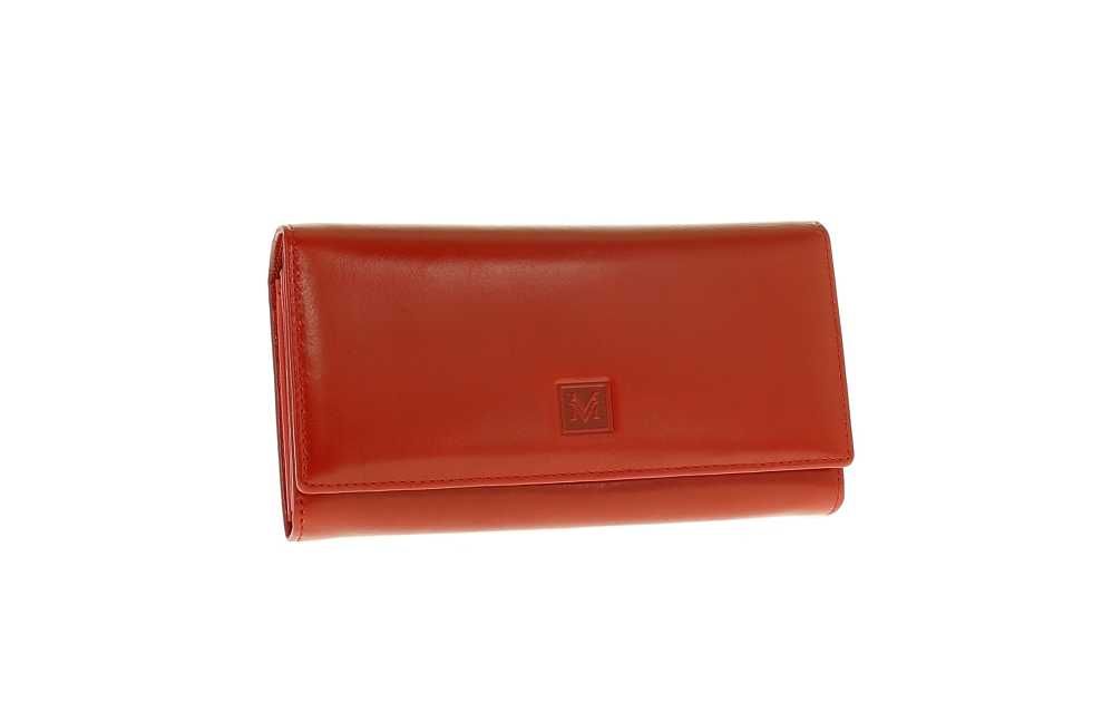 Damska portmonetka skórzana mały portfel damski czerwony PL