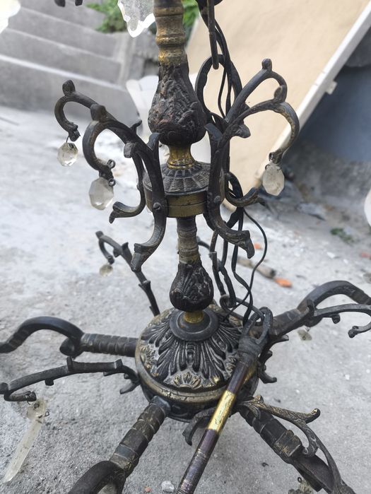 Candeeiro de teto vintage em metal com 5 luzes