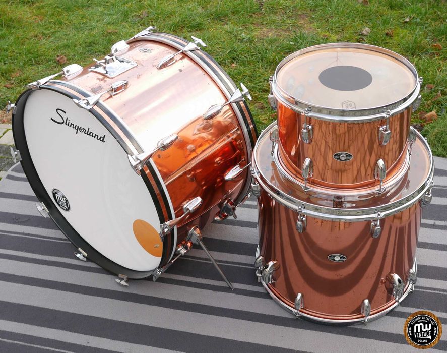 ‼️ Perkusja Slingerland Niles 3-ply 24”, 13”, 18” Copper Vintage ‼️