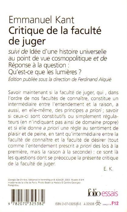 Livro - Critique de la Faculté de Juger - Immanuel Kant