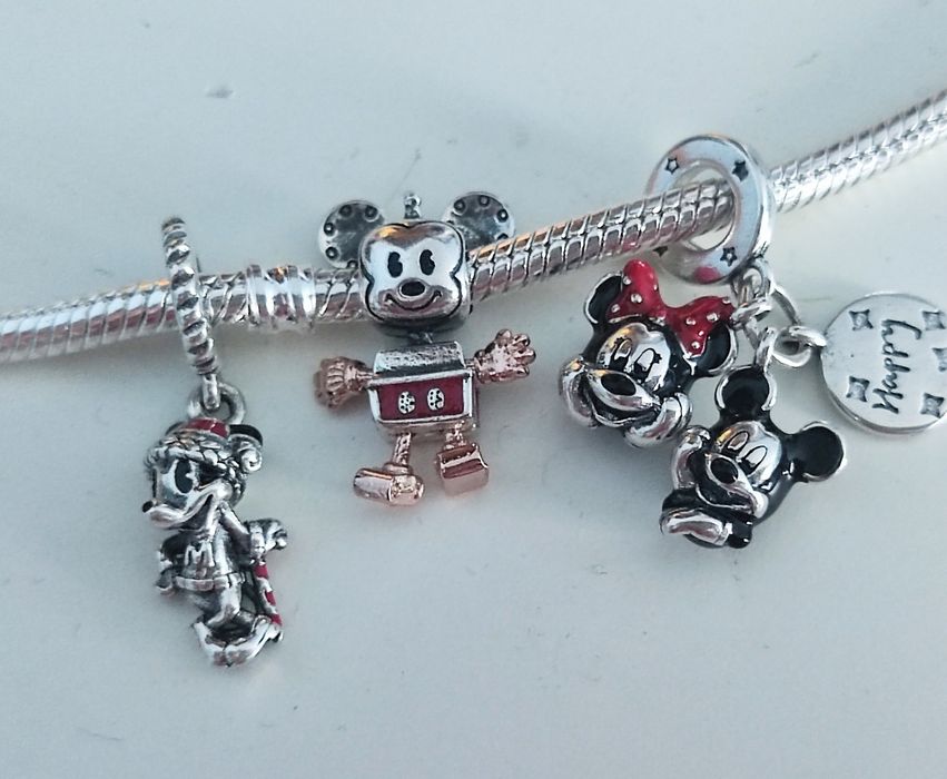 Zestaw trzech charmsów myszka Miki Disney S925