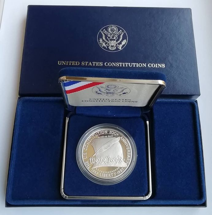 США 1 долар 1987р. СРІБЛО. ПРУФ. 200 років Конституції.