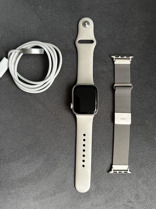 Apple Watch Series 9 41mm Starlight + Bransoleta UNIQ Mesh | Zestaw
