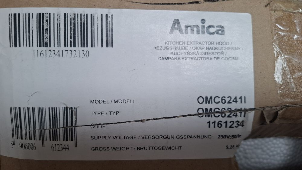 NOWY Okap do zabudowy Amica OMC6241I inox