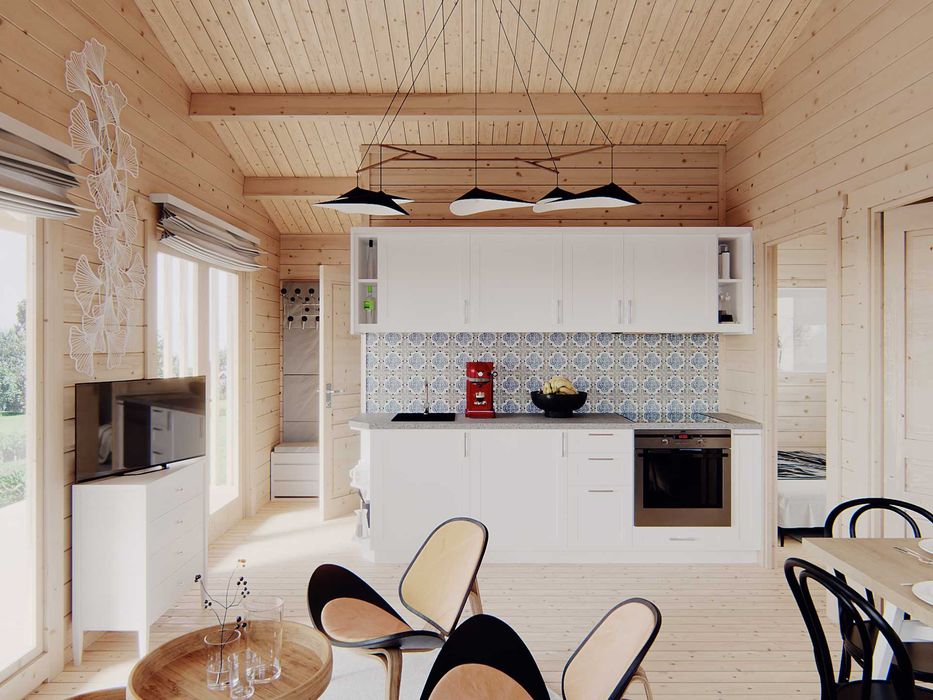 Drewniany domek letniskowy Hawana 33,6 + 11 m2 - ROD, ośrodek, działka