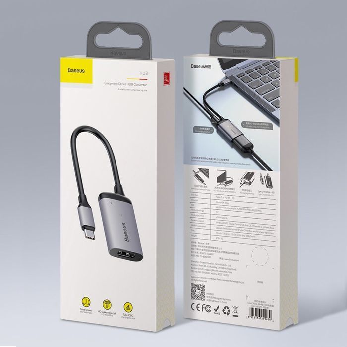 Baseus Adapter HUB - Typ C na VGA + Typ C PD - (CAHUB-O0G) ciemnoszary