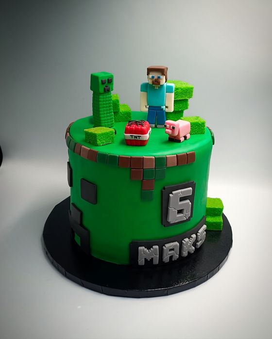 Figurki z masy cukrowej Minecraft Steve  Creeper TNT Świnia imię