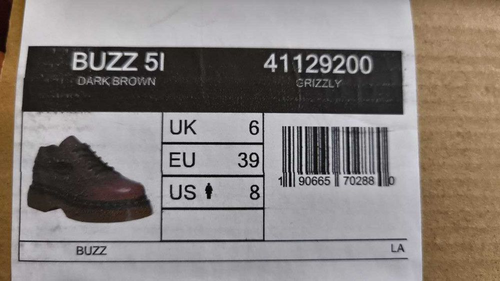 Dr. Martens Buty Buzz 5-Eye Grizzly Leather Shoes