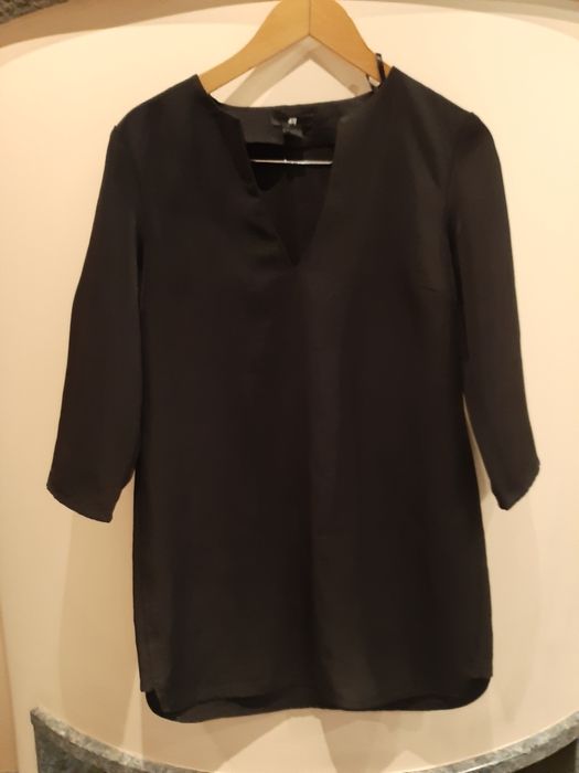 Tunika H&m czarna kolekcja glam elegancka krótka sukienka czarna  sukn