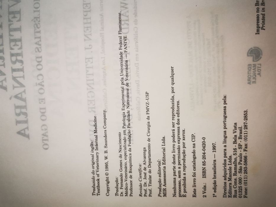 Livro de medicina interna veterinaria