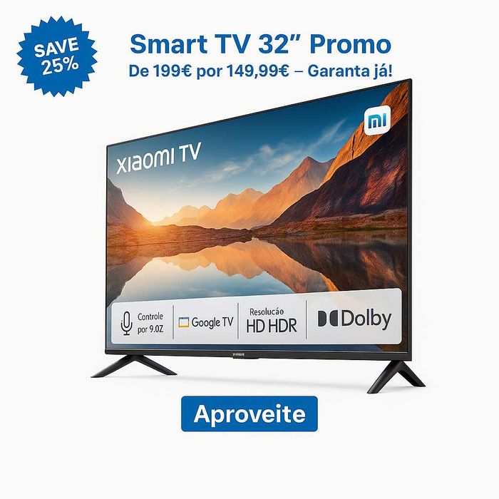 Smart TV Xiaomi 32” LED (2025) – NOVA • 149€