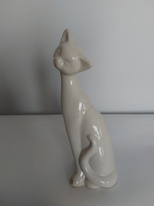 Ceramiczna figurka kota figura biała