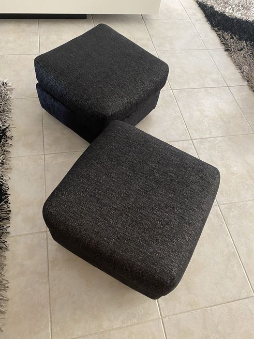 Sofá Chaise Longue com sofá-cama + 2 puffs  – Bom estado