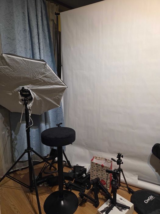 Duży zestaw Foto/Video Lumix S5, Ronin RS3, lampy, statywy, tła i inne