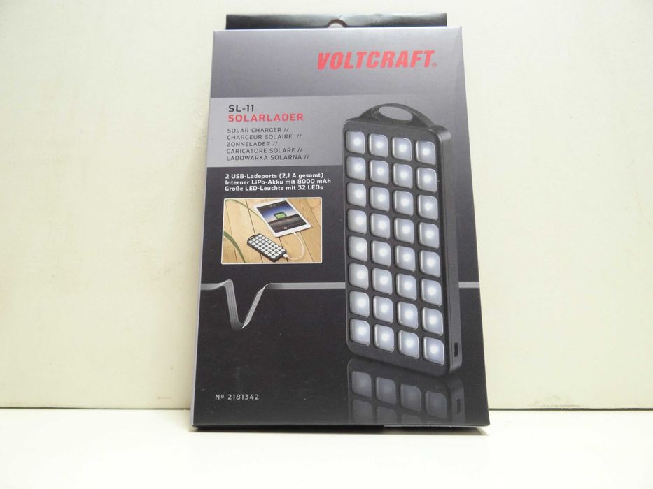 Павербанк новый Voltcraft SL-11 8000\солнечная панель\мощный фонарь