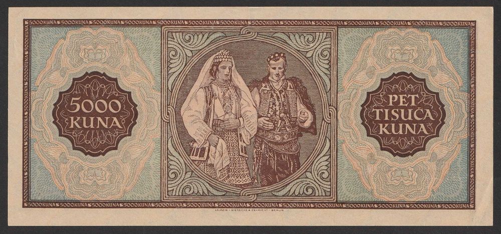 Chorwacja 5000 kuna 1943 - stan bankowy UNC -