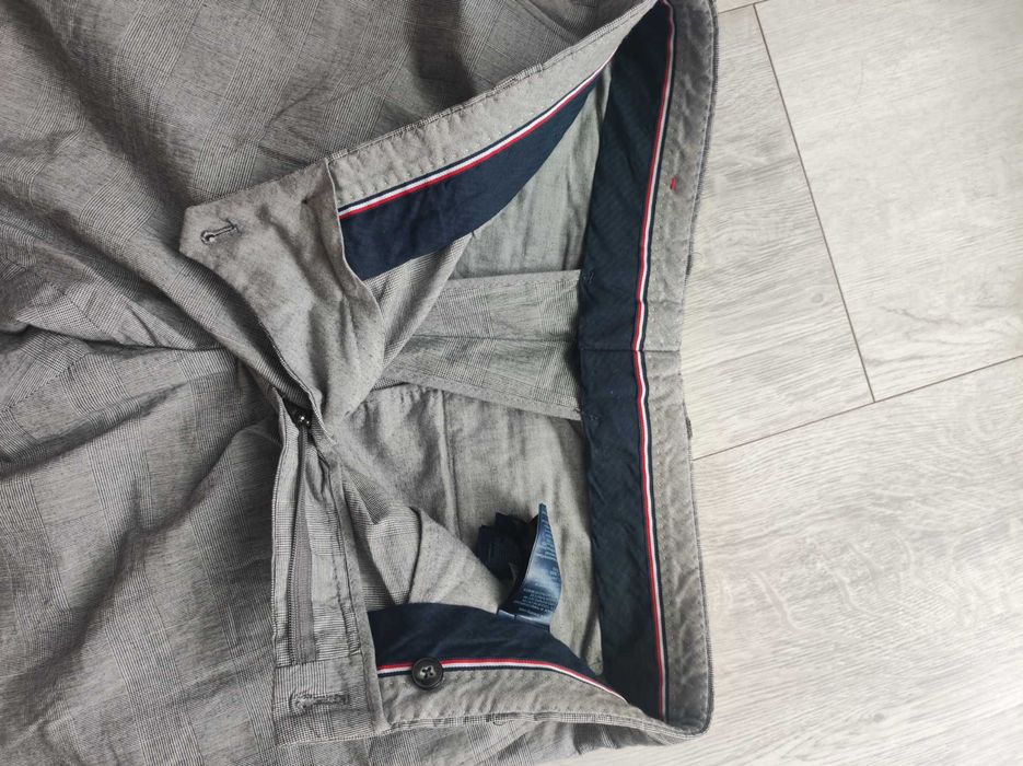 Tommy Hilfiger M szara kratka spodnie chinosy lub garniturowe