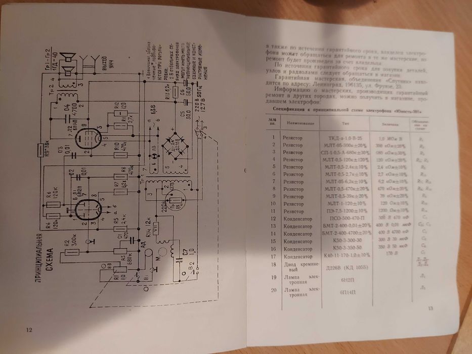 Электрофон «Юность 301», ссср