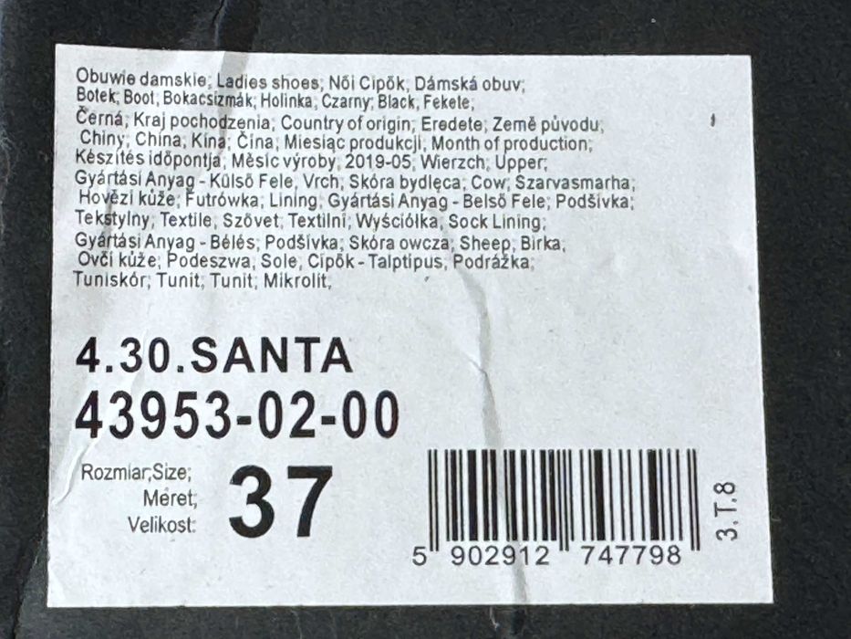 Kazar - czarne botki damskie Santa - 37