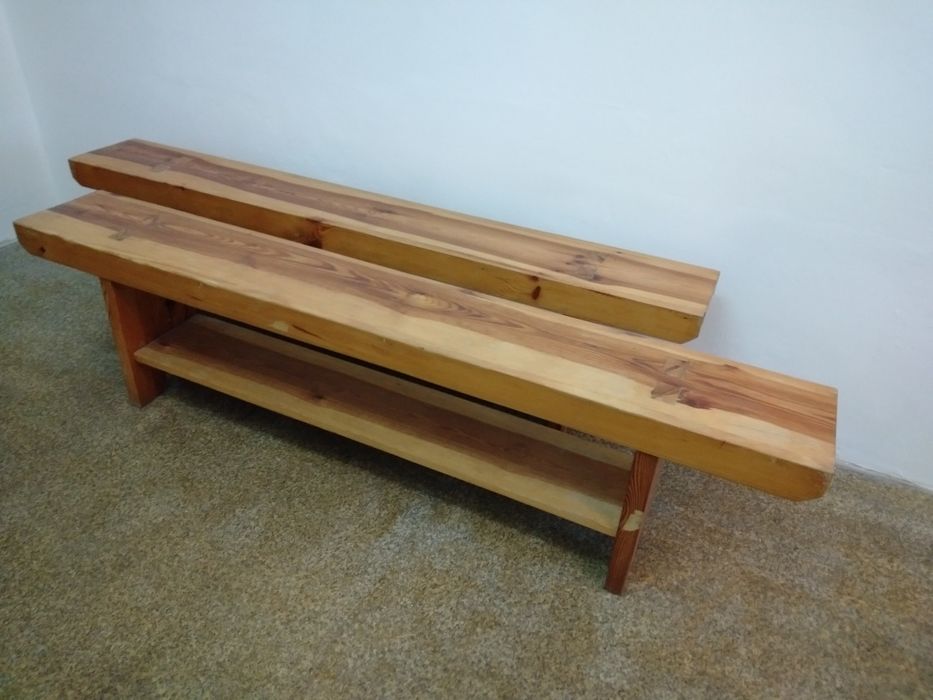 Solidne drewniane ławki 2szt. do ogrodu lub szatni lite drewno sosnowe