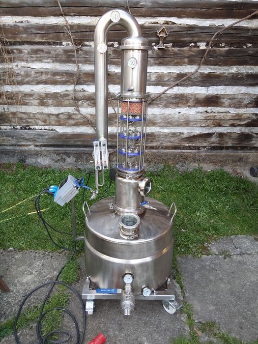 Destylator kolumna pólkowa zbiornik 120 płaszcz olejowy
