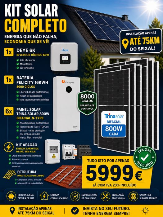 Sistema solar deye +bateria+ paineis + instalacao