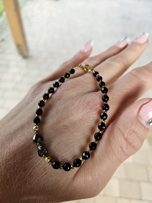Bransoletka kamienie naturalne Jadeit Hematyt