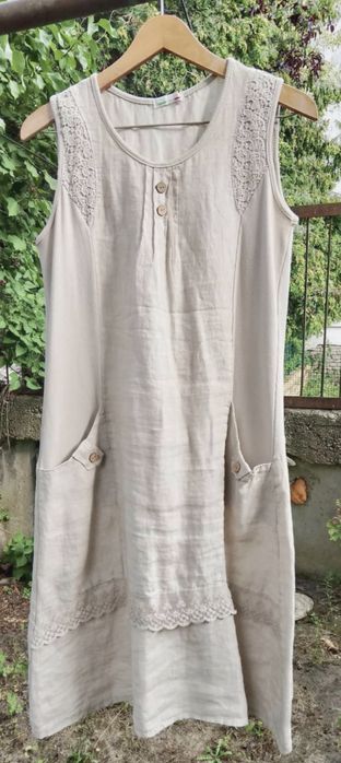 Włoska lniana sukienka letnia