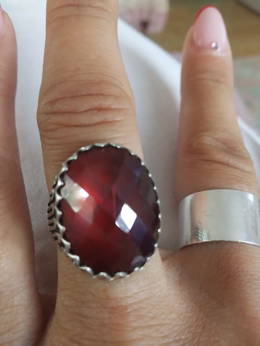 Pierścionek 925 srebro z granatem