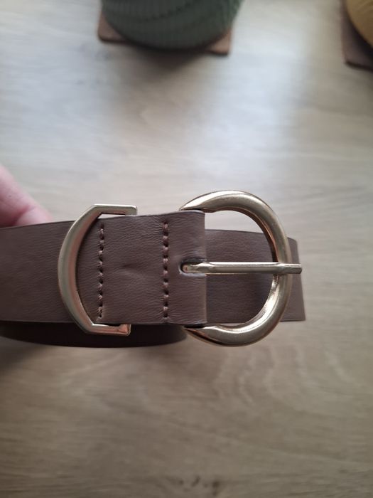 Pasek damski z ekologicznej skóry, brązowy