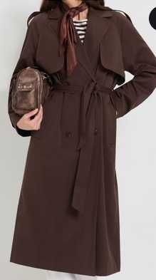 brazowy klasyczny trencz oversize M