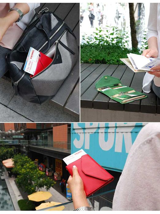 Carteira Passaporte Organizador Documentos Viagem * Vermelho