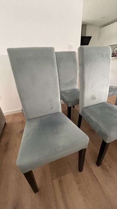 Conjunto de 6 Cadeiras tom azul pastel veludo