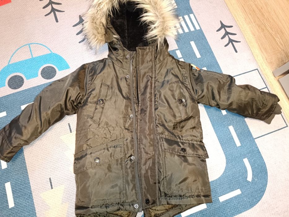 Kurtka zimowa kożuszek Cool club zielona khaki chłopięca r 104
