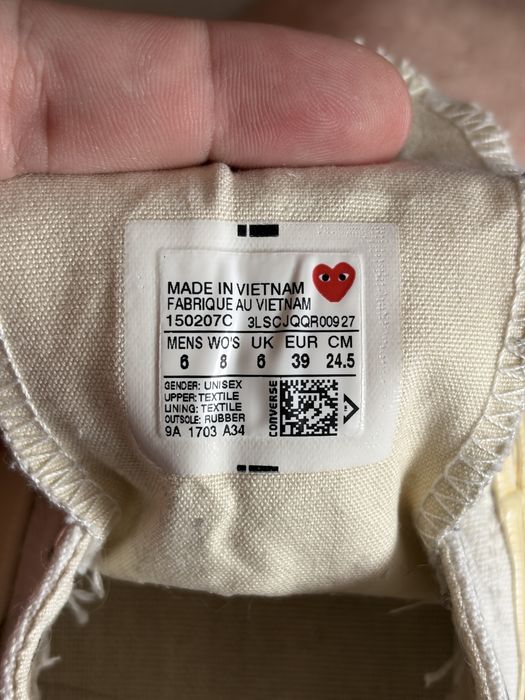 Оригінальні кеди Converse x Comme des Garçons PLAY Chuck 70 Low розмір 39