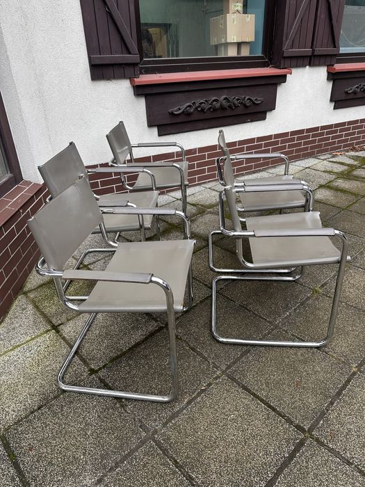 *rezerwacja*Bauhaus krzeslo Mart Stam S34 skóra ciepły szary